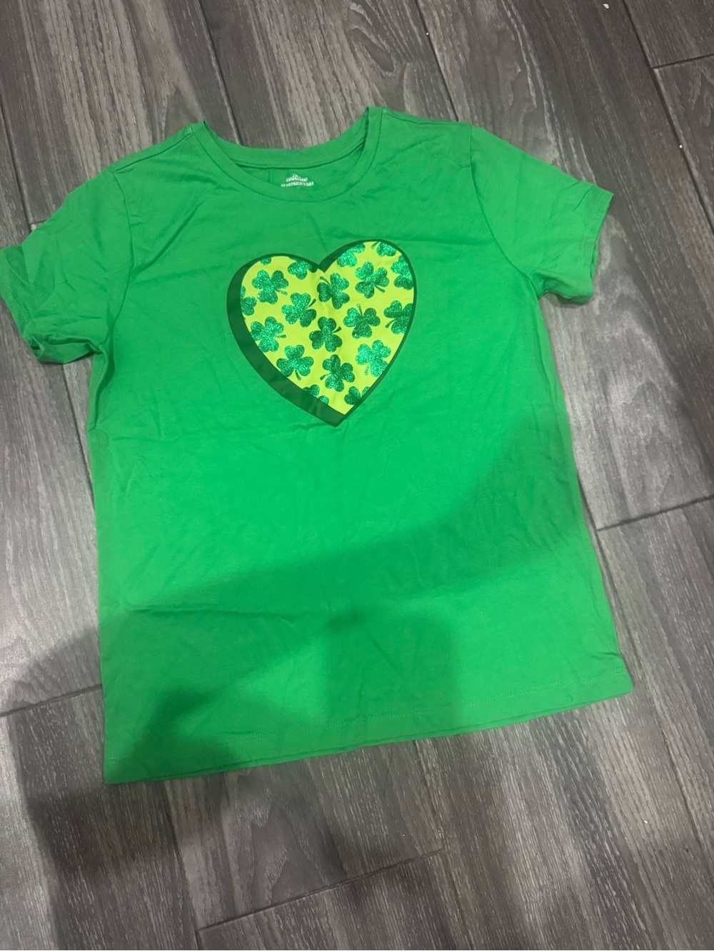 Girls' Green Heart Shamrock Short-Sleeve Tee